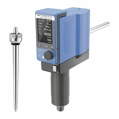 IKA Overhead Mixer: 6,000 RPM Max Speed, 20 N-cm, 10,000 cps Max Viscosity - Low-Torque Overhead Stirrers
