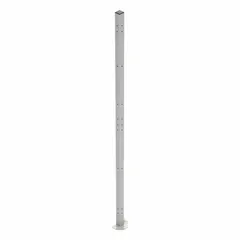 Steel post with white powder-coated finish, 8 ft height, includes mounting hardware. Used as vertical support for Quick-Assemble Adaptable Welded-Wire Partition Components in industrial facilities, warehouses, and distribution centers to create secure enclosures, storage cages, or safety barriers.