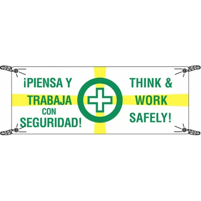 BRADY Think & Work Safely!/Piensa Y Trabaja Con Seguridad! Banner - Think & Work Safely!/Piensa Y Trabaja Con Seguridad! Banners