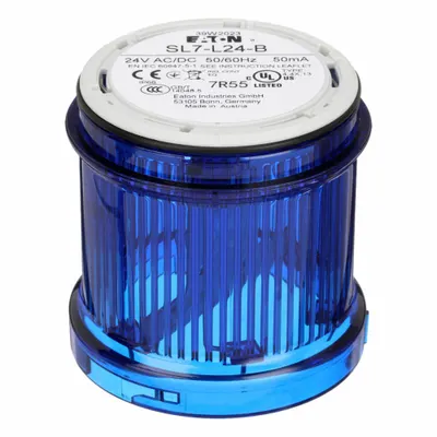 EATON Tower Light Module: Steady, 24V AC/24V DC, Blue, 73 mm Overall Dia, 3 in Overall Ht - Steady Light Modules