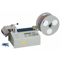 This non-adhesive material cutter delivers a straight guillotined cut for materials up to 0.25 in thick at a feed speed of 17 fpm. It includes a cutter safety guard. Suitable for cutting rubber, gaskets, foam, and similar non-adhesive materials in industrial trimming and fabrication tasks