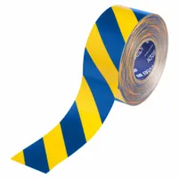 Floor Marking Tape: Striped, Blue/Yellow, 3 in x 100 ft, 22 mil Tape Thick, Brady® ToughStripe® Max (MPN 177083)