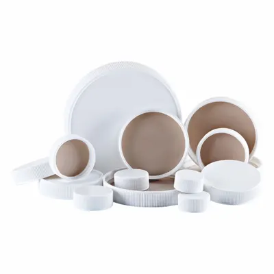 QORPAK Polypropylene Cap F217/PTFE Liner: 33 mm Dia, White, Polypropylene, F217/PTFE - Screw On Caps