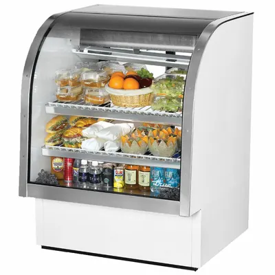 TRUE REFRIGERATION Deli Case: 47 3/4 in x 36 1/4 in x 35 1/4 in, White, Curved Glass - Curved Glass Display Refrigerator Merchandisers