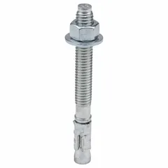 18-8 stainless steel wedge anchor for fastening into solid concrete. 3/8" diameter, 3/8"-16 thread size, 50 per pack. Suitable for outdoor or high-moisture environments where corrosion resistance is required.