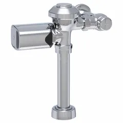 Battery-powered automatic flush valve for commercial toilets. Rated at 1.28 gallons per flush with a top spud location and 11-1/2 in rough-in. Suitable for high-efficiency restroom installations in offices, schools, and public facilities.