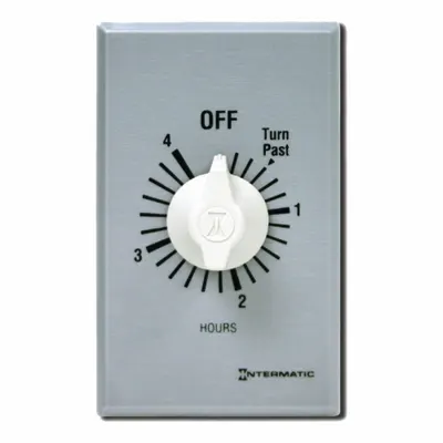 INTERMATIC Spring-Wound Timer: 4 hr Max, SPDT, 277V AC, Wall Plate Included - Spring-Wound Mechanical Timers with Wall Plates
