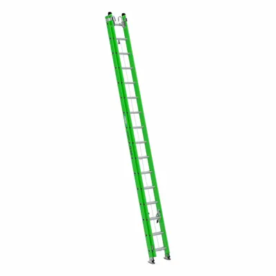 WERNER Extension Ladder: 32 ft Ladder Size, Fiberglass, 375 lb Load Capacity, 64 lb Wt - Non-Conductive Fiberglass Extension Ladders