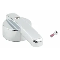 This chrome-finished cast-metal lever handle is designed for use with Powers 900 Series faucets. It controls hot and cold water flow and includes a screw and sleeve for installation. Suitable for replacement in commercial or institutional washrooms, kitchens, and laboratory settings