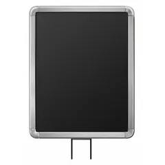 Silver sign frame designed for mounting on post tops. Overall width of 11 inches. Suitable for outdoor signage applications such as informational or directional signs.