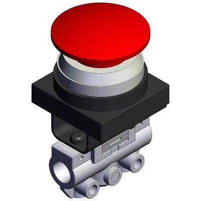 SMC Shuttle Valve: VM100 Series, Mushroom Button Actuator, 3 Ports, 1/8 in BSPT - VM Series Manual Air Control Valves