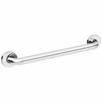 This 18-inch straight grab bar is made of polished stainless steel with antimicrobial properties. It is designed for wall mounting in bathrooms, showers, and other wet areas to provide stable hand support for fall prevention and mobility assistance