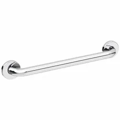 This 18-inch straight grab bar is made of polished stainless steel with antimicrobial properties. It is designed for wall mounting in bathrooms, showers, and other wet areas to provide stable hand support for fall prevention and mobility assistance.