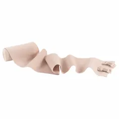 Sterile, self-adhering elastic bandage made of cotton, 2 inches wide and 5 yards long. Beige, latex-free, and not water resistant. Includes clips for secure fastening. Supplied in a box of 50 unitized bandages. Used for wound care, compression, and securing dressings in medical and first aid settings.