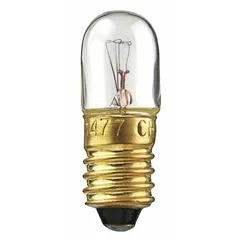 Miniature Screw Base (E10) T3 Tubular Incandescent Lamp, 24V AC, White, Trade Number 1477