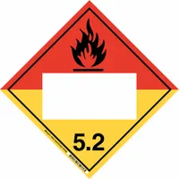BRADY DOT Container Placard: 5.2, 10 3/4 in x 10 3/4 in, 10 3/4 in Label Ht, 10 3/4 in Label Wd (MPN 60416)