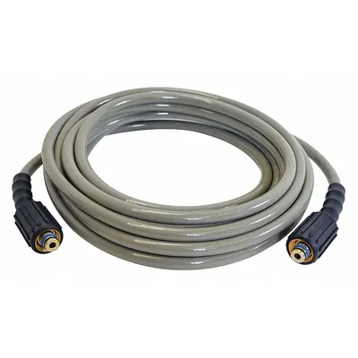 SIMPSON Cold Water Hose: 1/4 in ID, 25 ft Lg, Polyurethane, Gray, 1/4 in x 1/4 in Fitting Size - Simpson Morflex Pressure Washer Hose Assemblies