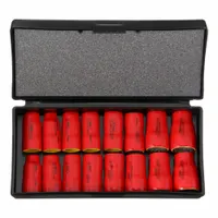 WIHA Socket Set: 3/8 in Drive Size, 16 Pieces, 5/16 in to 3/4 in/8 mm to 19 mm Socket Size Range (MPN 31491)