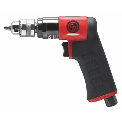 CHICAGO PNEUMATIC Air-Powered Drill: 1/4 in Chuck, Light Duty, 3,300 RPM, 0.3 hp - Pistol-Grip Air-Powered Drills