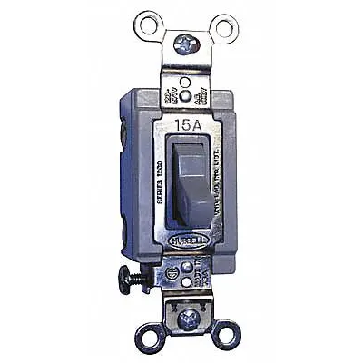 HUBBELL HBL1203GY Toggle Wall Switch, 3-Way, Maintained, Gray, 120/277V AC, 15 A - Toggle Wall Switches
