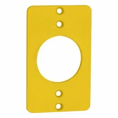 Yellow weatherproof cover for single receptacle portable power outlet boxes. Designed for 1-gang configurations to protect connections in outdoor or damp locations. Suitable for temporary power setups on construction sites, events, or industrial worksites.