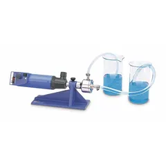 This inline homogenizer operates at speeds from 6,500 RPM to 24,000 RPM for continuous processing. It has an overall height of 4 3/4 inches and width of 17 3/4 inches, with an inline mounting type. Suitable for blending, dispersing, and emulsifying materials in a single pass.