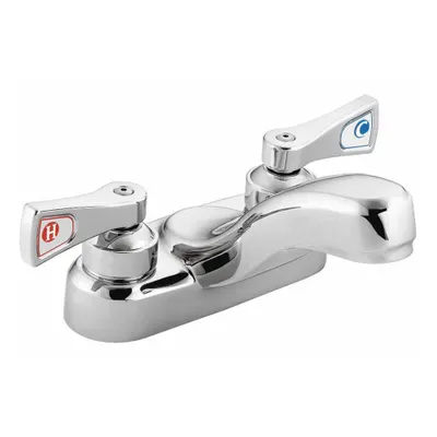 MOEN Low Arc Bathroom Faucet: M-Dura, Brass, Chrome Finish, 0.5 gpm Flow Rate - Centerset Handle Bathroom Faucets
