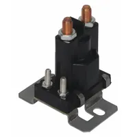 SPST-NO DC power solenoid with 15 V DC coil, rated for continuous duty. Features 4 terminals with #10-32 coil termination and 5/16 in-24 contact termination. Used for switching high-current DC loads in battery systems and power distribution