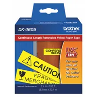 Continuous Label Stock: 2 1/2 in x 100 ft, Paper, Yellow (Matte), Indoor (MPN DK4605)