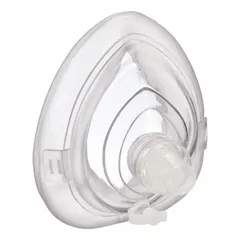 Reusable CPR mask designed for adult, child, and infant patients. Includes an oxygen port for supplemental oxygen delivery and is stored in a plastic clamshell case. Suitable for emergency medical response and training environments.