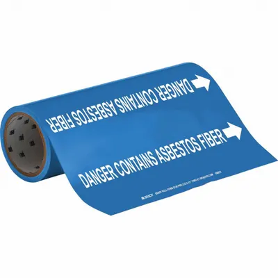 BRADY Danger Contains Asbestos Fiber Adhesive Pipe Marker on a Roll - Danger Contains Asbestos Fiber Adhesive Pipe Markers on a Roll