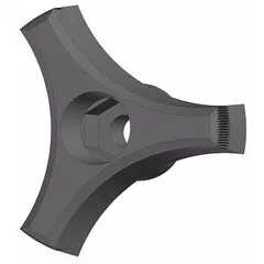 This snap-lock 3-arm knob features a plastic construction with M8 thread and a 2-inch diameter in black. It provides a secure, tool-free grip for adjusting machinery guards, clamps, and fixtures in industrial equipment requiring frequent manual positioning.