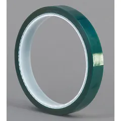 Polyester film tape with silicone adhesive, green color, 3.2 mil thickness, 18 yards length. Designed for high-temperature masking applications such as powder coating, painting, and electronics manufacturing where clean removal without residue is required.