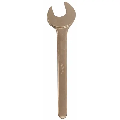 AMPCO Open End Wrench: Aluminum Bronze, Natural, 19 mm Head Size, 185 mm Overall Lg - Metric, Single End, Open End Nonsparking Wrenches