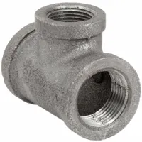 Threaded high-pressure pipe tee for branching or combining flow in industrial piping systems. Made of malleable iron with Class 300 rating. Maximum operating pressure 2000 psi at 150°F. Suitable for steam, water, or gas lines