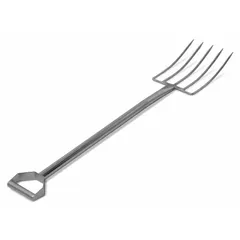 FDA compliant and NSF certified hygienic fork with five tines. Tine length is 12 inches; handle length is 32 inches. Suitable for sanitary material handling in food processing and other clean industrial environments.