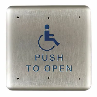 LCN Exit Push Button: 4 3/4 in Ht, 1 1/2 in Dp, 4 3/4 in Wd, ADA Compliant - Push-to-Exit Buttons