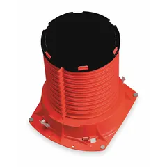 Firestop collar for 4 in metal pipes, rated for 3-hour fire protection. Designed for cast-in-place concrete floors or walls to seal pipe penetrations and prevent flame and smoke spread. Overall height 2.5 in.
