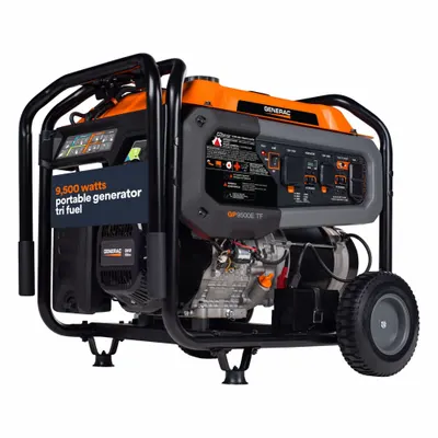 GENERAC Portable Generator: Conventional, Gasoline/Natural Gas/Propane, 9,500 W Running - Inverter Generators