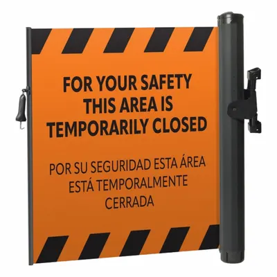 MODUS Mounted Barrier: Fixed Mount, 11 1/2 ft Belt Lg, Restricted Access Messaging - Wall-Mount Retractable Belt Barriers