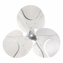 This Dayton propeller features three aluminum blades with an 18-inch diameter. It is designed for clockwise rotation facing the discharge, suitable for use in HVAC and refrigeration equipment such as condenser fans and evaporator coils.