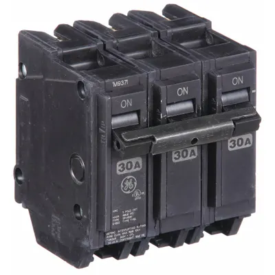 GE Miniature Circuit Breaker: THQL, 30 A, 120/240V AC, Three Phase, 10kA at 120/240V AC - THQP, THQL & THHQL Series, Plug-In GE Miniature Circuit Breakers