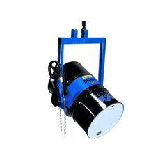 This rotating and dispensing drum lifting hook is designed for overhead handling of 55 gal drums. The pull chain tilt mechanism enables controlled pouring of contents. Constructed with a steel body and blue finish, it supports a 1,500 lb weight capacity.