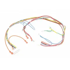 Wire harness for connecting electrical components in HVACR equipment. Used to transmit power and signals between compressors, fans, control boards, and other devices in commercial and industrial heating, ventilation, air conditioning, and refrigeration systems.