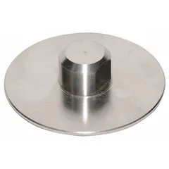 This stainless steel center disk is a diaphragm plate used as a component in industrial diaphragm assemblies. It provides structural support and sealing in pumps, valves, and actuators.