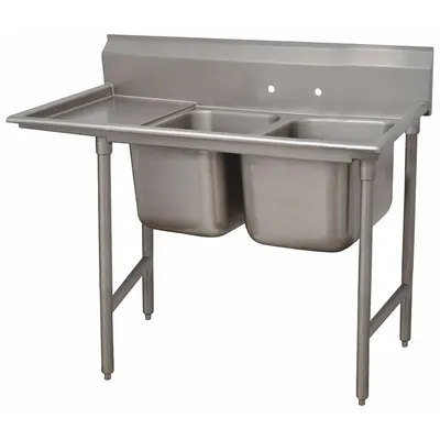ADVANCE TABCO Scullery Sink: 2 Bowls, 42 in Overall Ht, 64 in Overall Lg - Two-Bowl Freestanding Kitchen & Bar Sinks without Faucets