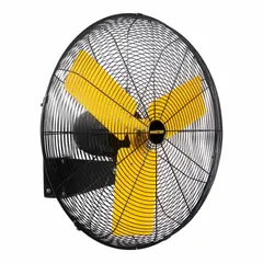 This 30-inch wall-mount fan from MASTER is powered by a 120V AC, 1/3 hp motor and offers three speeds with oscillating operation. It mounts via a bracket for use in warehouses, factories, workshops, and large commercial spaces to improve air circulation and worker comfort.