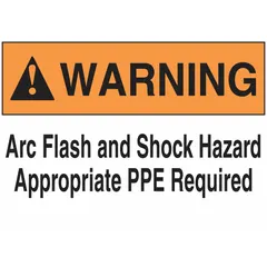 This adhesive vinyl sign warns of arc flash and shock hazards, indicating the need for appropriate personal protective equipment. It is designed for direct mounting on electrical panels and equipment surfaces. The sign measures 7 inches by 10 inches and is not retroreflective or glow-in-the-dark.