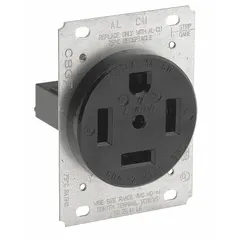 Single general purpose receptacle rated 60 A at 125/250V AC, 3-pole/4-wire configuration. Black housing. Suitable for high-power equipment in industrial and commercial environments requiring a locking connection.