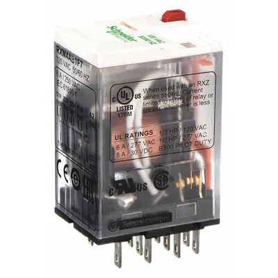 SCHNEIDER General Purpose Relay: Socket Mounted, 6 A Current Rating, 120V AC, 4PDT - Socket-Mounted Relays